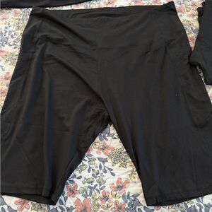 2 Pair Black High-Waist Mid-Thigh Bike Shorts